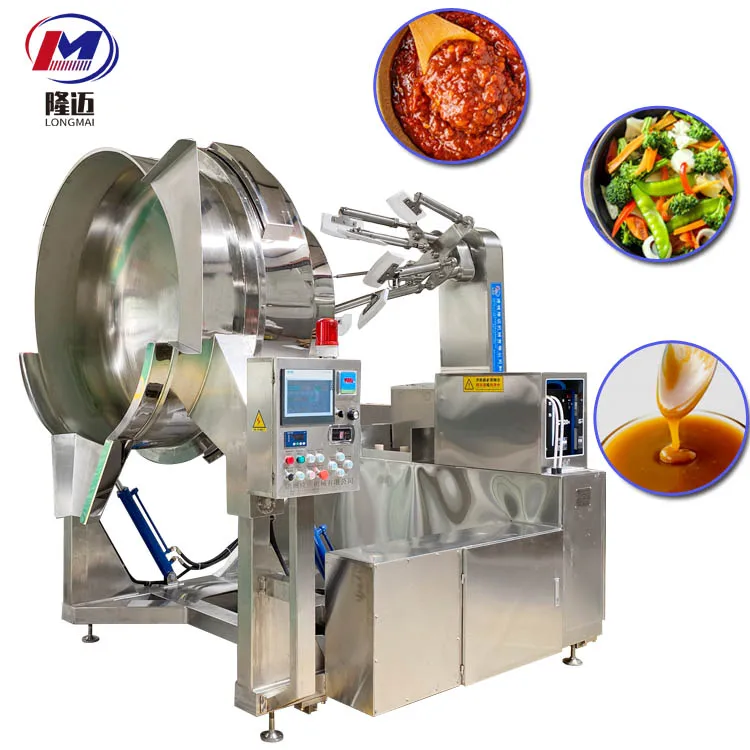 Fully automatic 200L direct heat large intelligent smart robot restaurant chicken porridge tilting cooking mixer kettle machine
