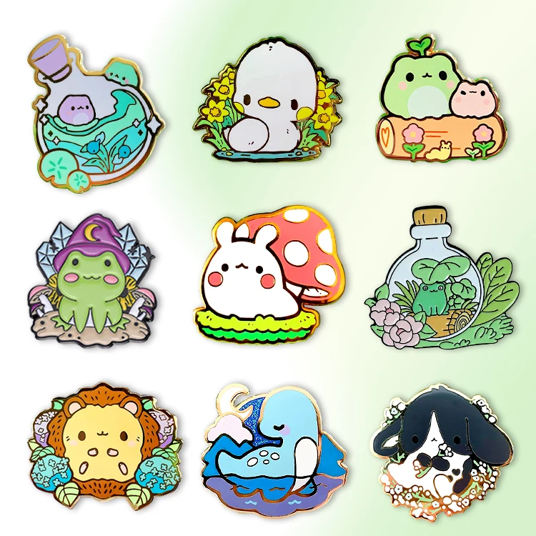 Custom Enamel Pin Soft Enamel Pin Cartoon With Glitter Metal Badge Logo Maker UV Print Cute Anime Hard Enamel Lapel Pin