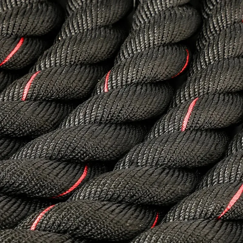 Professional Strength Training  Fitness Equipment Rope-50mm 12m Nylon Black And Red  Battle Rope