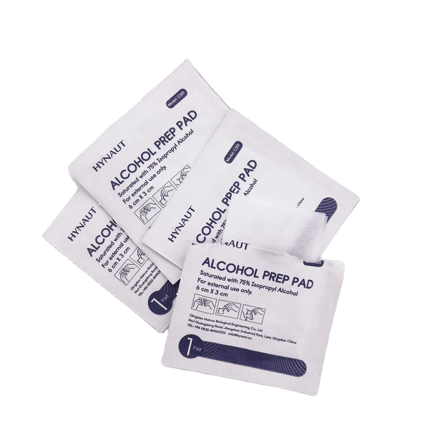 HYNAUT OEM ODM 6*3cm/6*6cm/12*12cm 70% Isopropyl Alcohol Prep Pads alcohol wipe
