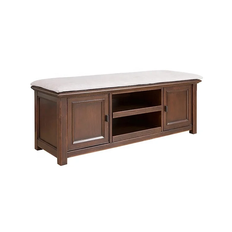 
Creative retro American country solid wood door stool with cabinet door drawer storage stool shoe cabinet style 
