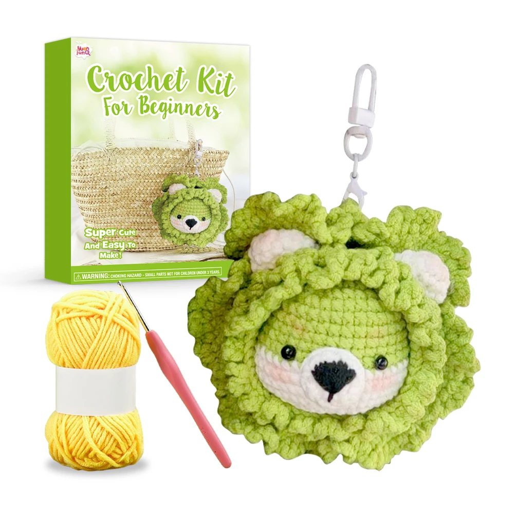 Keychain Cabbage Dog Crochet Kit For Beginners Kids And Adults DIY Knitting Kit With Step-By-Step Video Tutorial