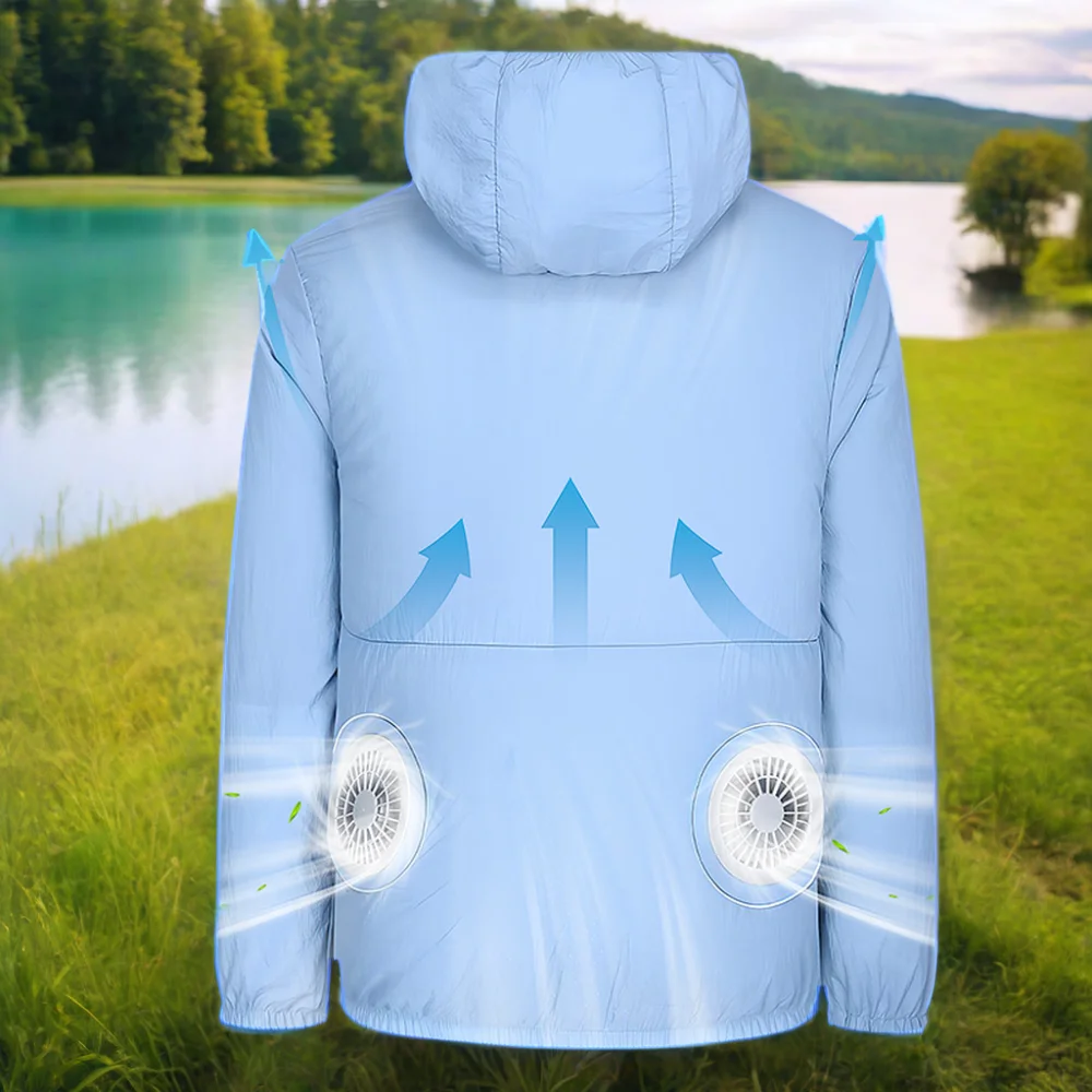 OEM High Quality Multicolor Summer Outdoor Air Conditioned Clothing Jacket With Two 5v USB DC Electric Cooling Fans