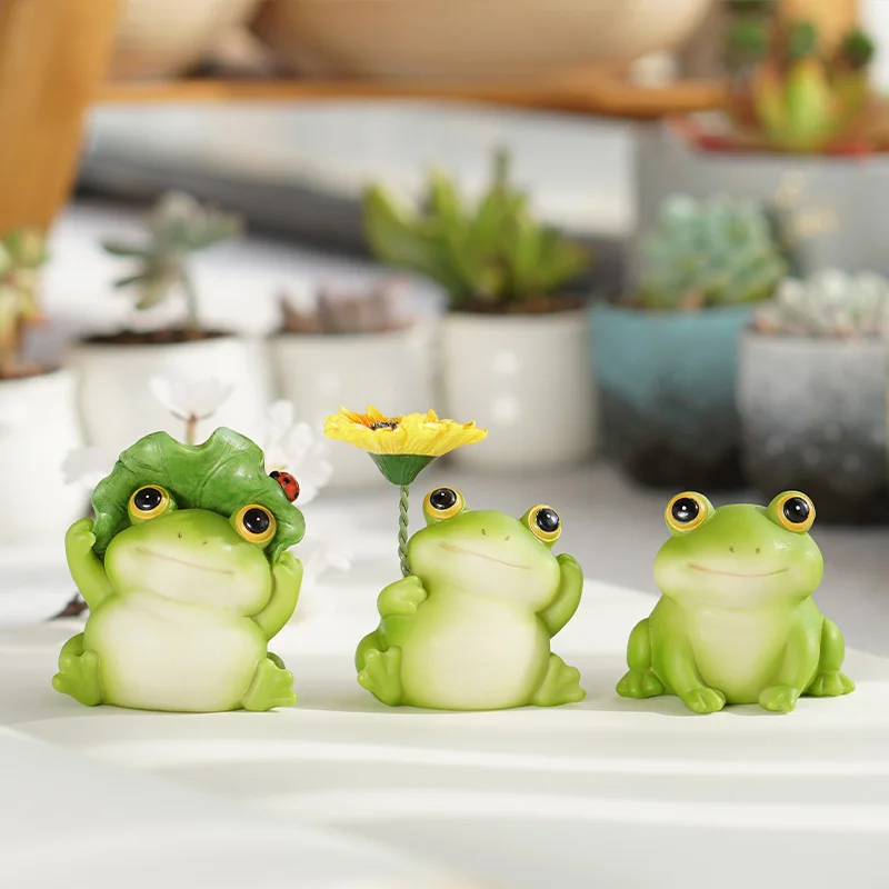 Z17981A Japanese style Cute frog ornament figurine healing emotional stability workstation desktop decompression car decor gift
