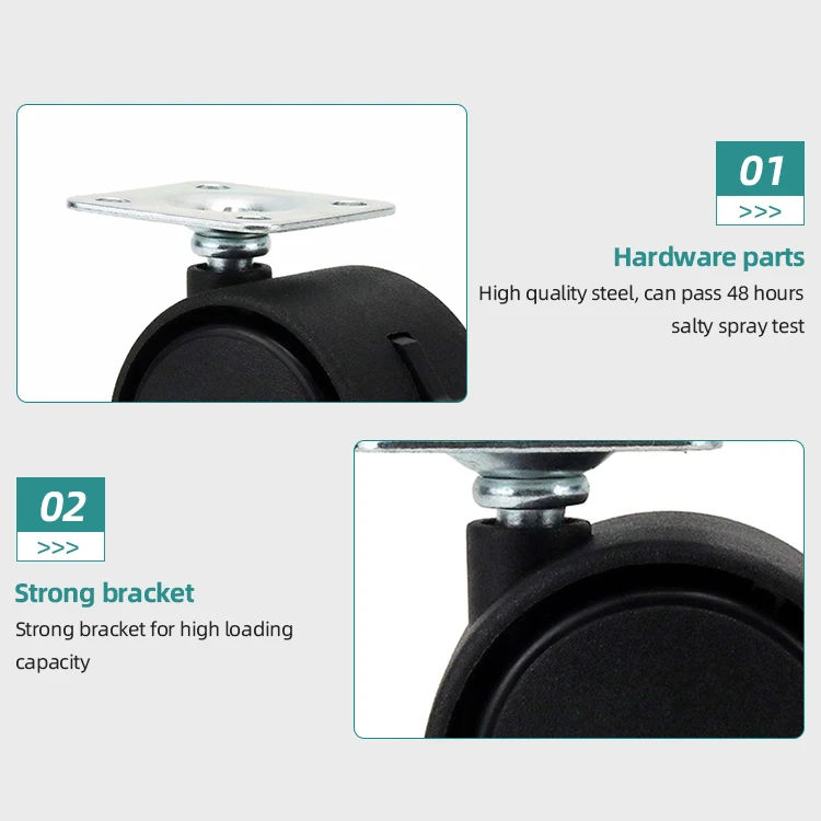 New Arrival Nylon PP Material 1.5 Inch  Bookshelf Cabinet Rack Plate Furniture Caster Wheel