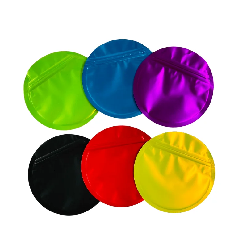 Round Shape Aluminum Foil Zip Lock Custom Logo Food Candy Mylar Bags For Edibles