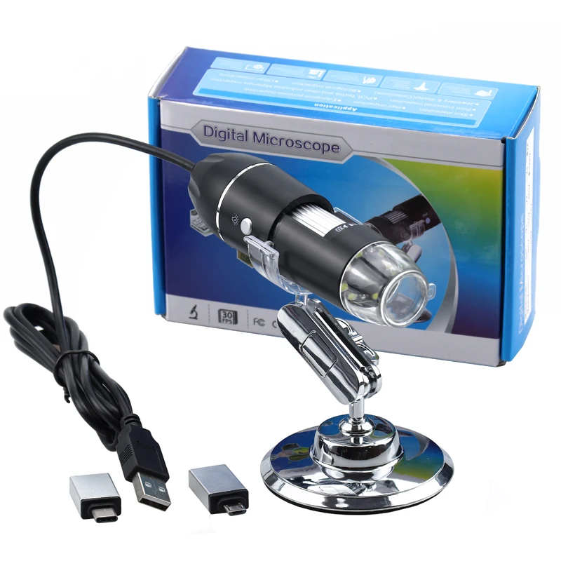500X 1000X 1600X For Smart Phone PC With 8 LED Light HD USB Digital Microscope