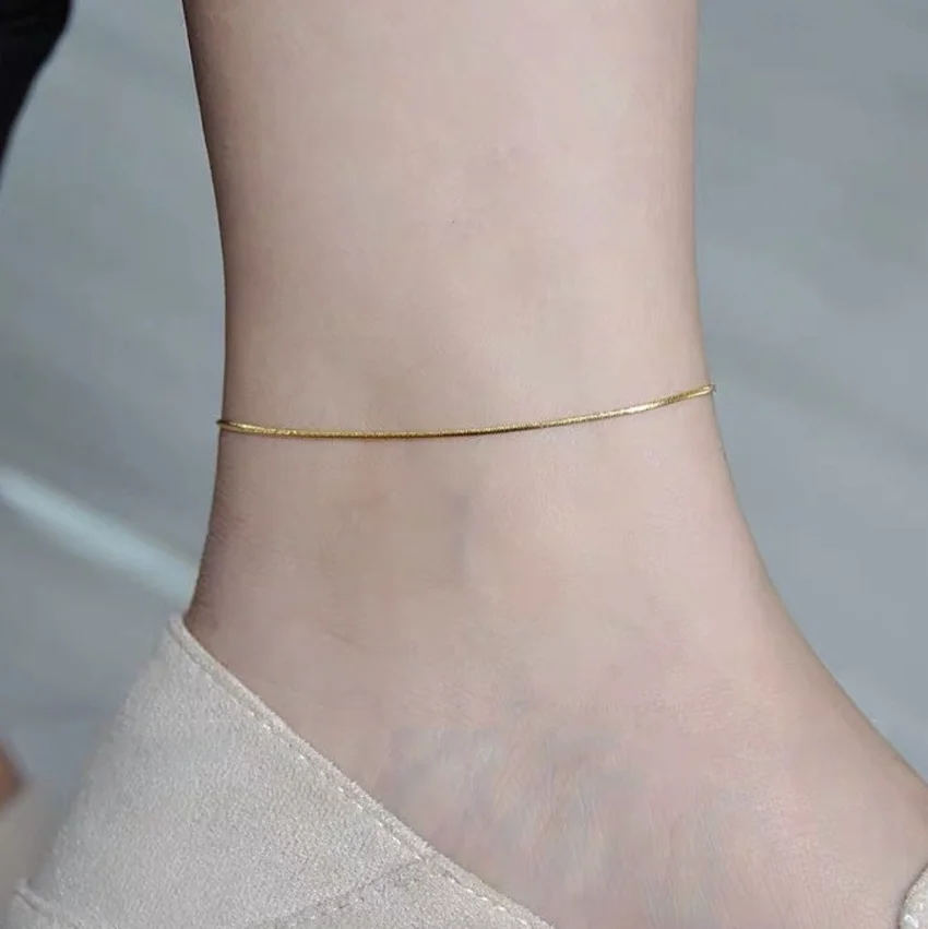 Hot Selling Dainty Round Snake Design Anklet Stainless Steel 18K Gold Plated Thin Snake Chain Anklets Jewelry for Gifts