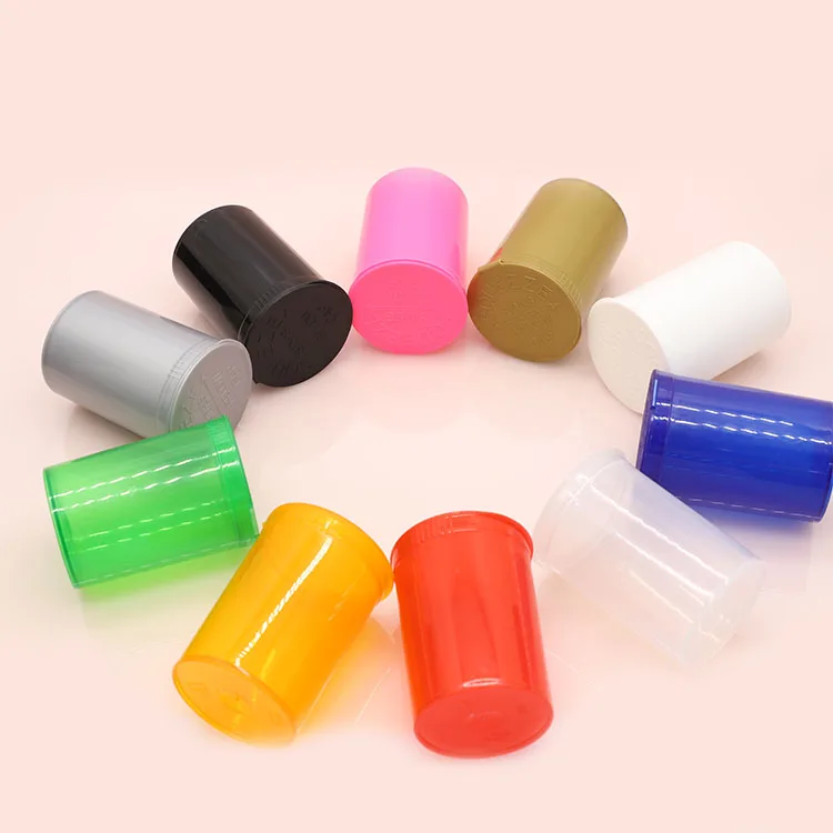 5DR 13DR small Portable black and transparent medical pill capsule container child resistant plastic pop top squeeze bottle