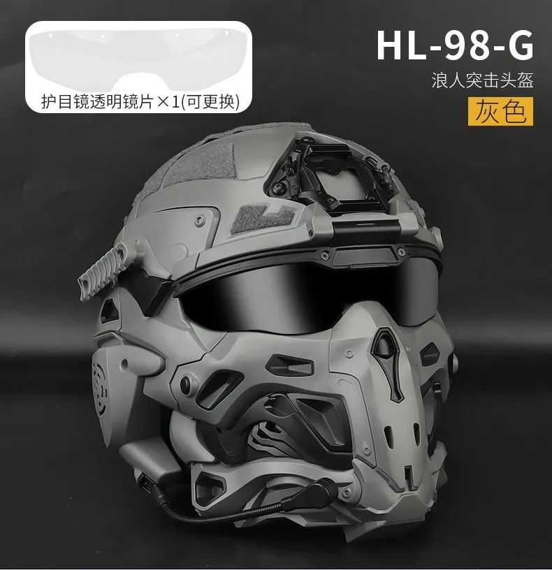 CS Tactical HELMET mask with radio mike earphone connect to walkie talkie PROTECTIVE Viso glass VERSION Equipment CS helmet
