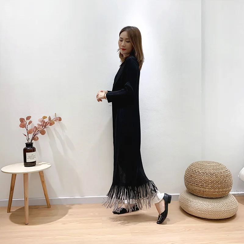 plus size coats Solid color coats for ladies Summer thin fringed long coat 2023