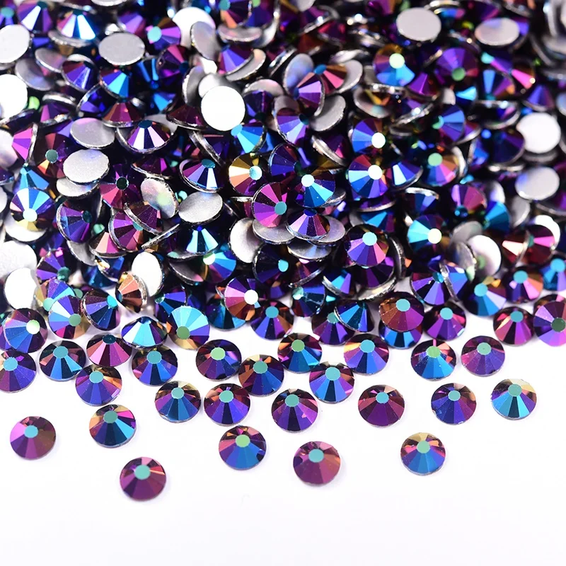 New Air Gold Line Rose Glass Color Strass Air Violet Flatback Non Hot Fix Rhinestone Crystal Bikini Strass for Nail Decoration
