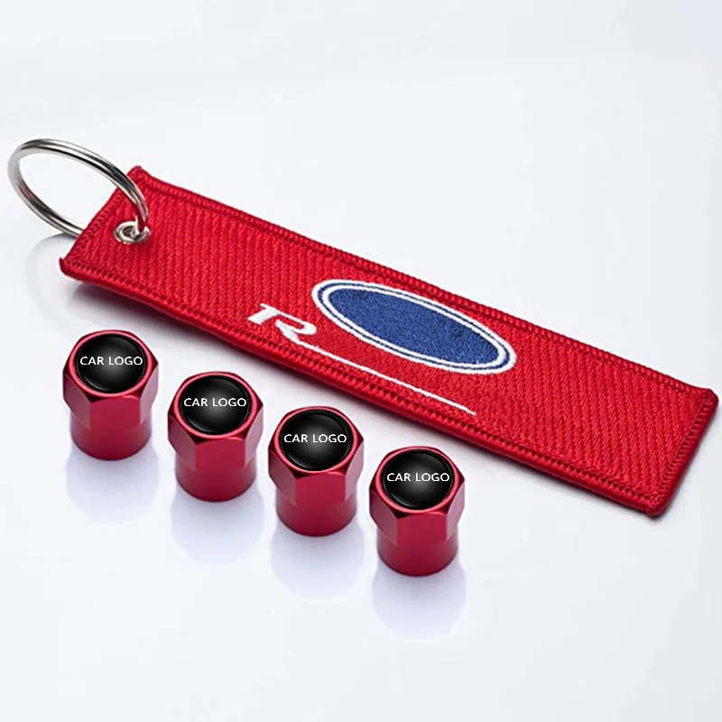 
PATWAY 5 Metal Car Wheel and Tire Stem Cover For all types of Stem Cap with Embroidered Label keyring Logo Car Accessories 