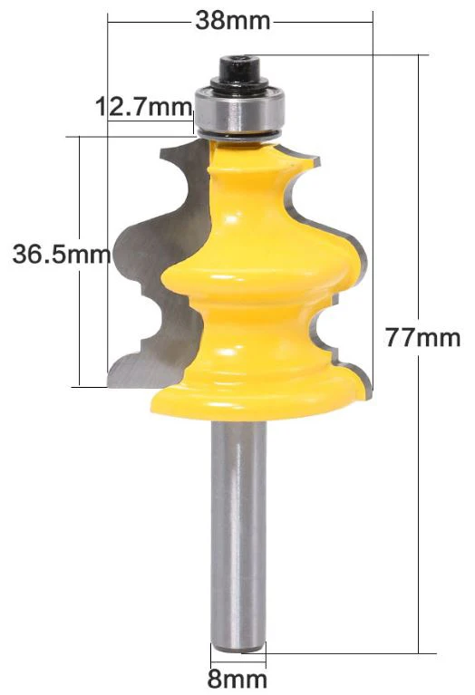 8mm Shank Carpentry CNC Machine Milling Cutter Tools Line Carving Router Bits with Bearing and YG6 Carbide Blade