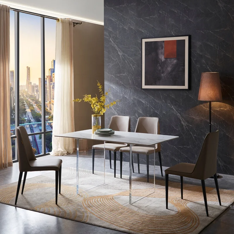 Acrylic dining table Rock tableh Rectangular dining table White desktop
