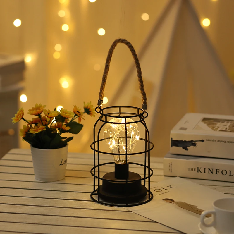 
Wire Hanging lamp for indoor Decor Battery operated, LED Night light for tabletop 