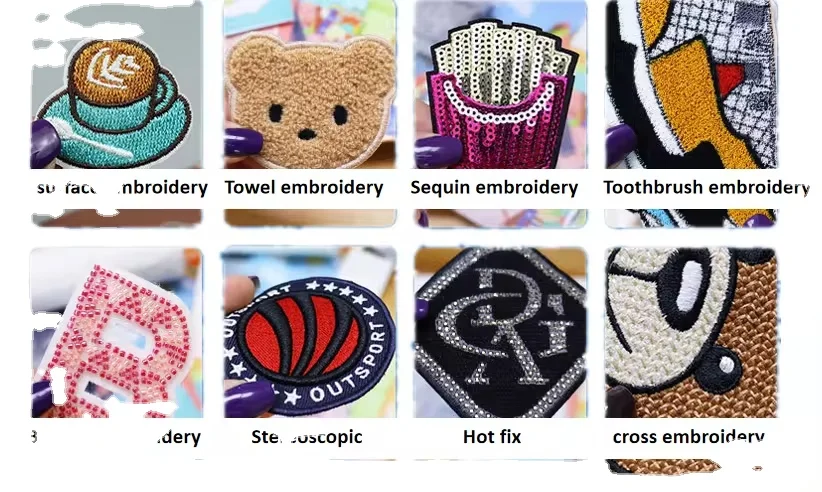 Custom Logo Design Thermal Press Woven Embroidery Patch, Embroidered Clothes Fabric Badges Iron on Patches.
