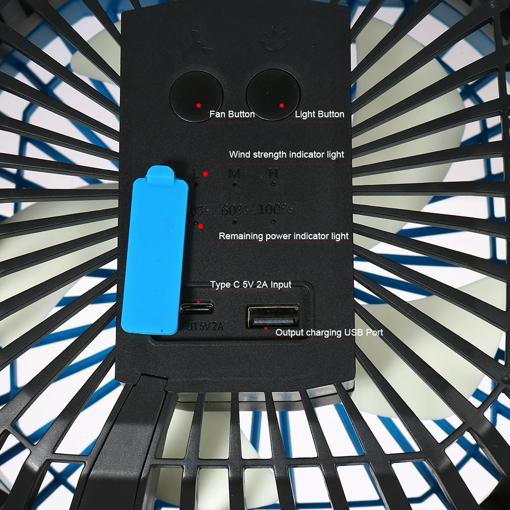 Multifunctional Rechargeable lithium battery portable outdoor camping tent clips fanlight  5V fan