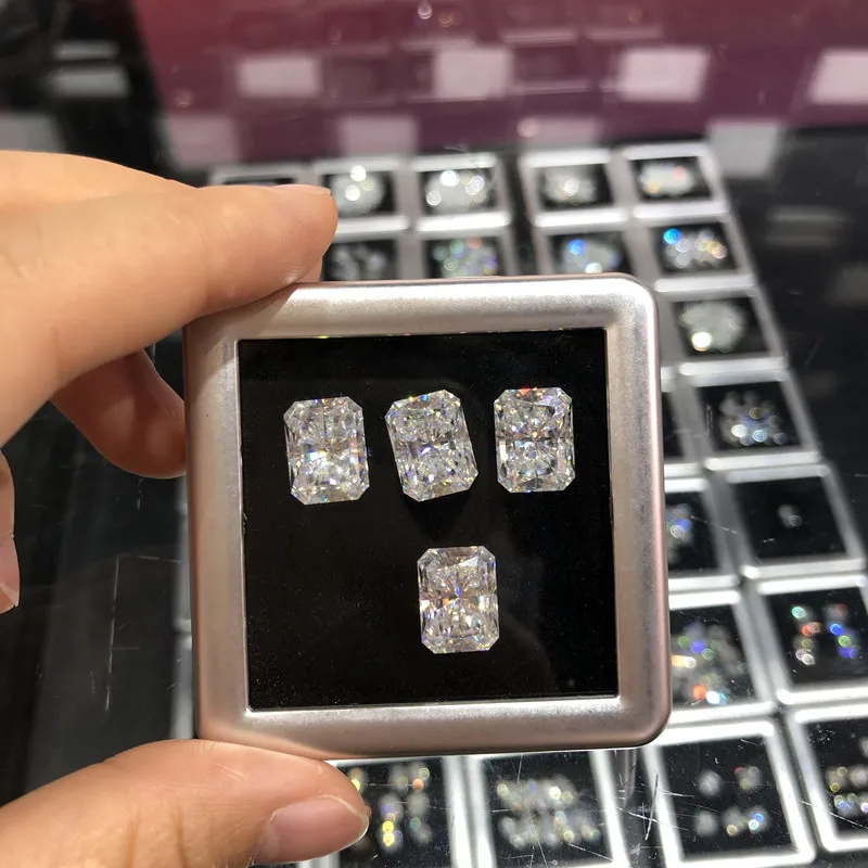SICGEM Loose Gemstones Moissanite Fancy Cut Radiant Shape  Wholesale D Color VVS Clarity White Loose Moissanite