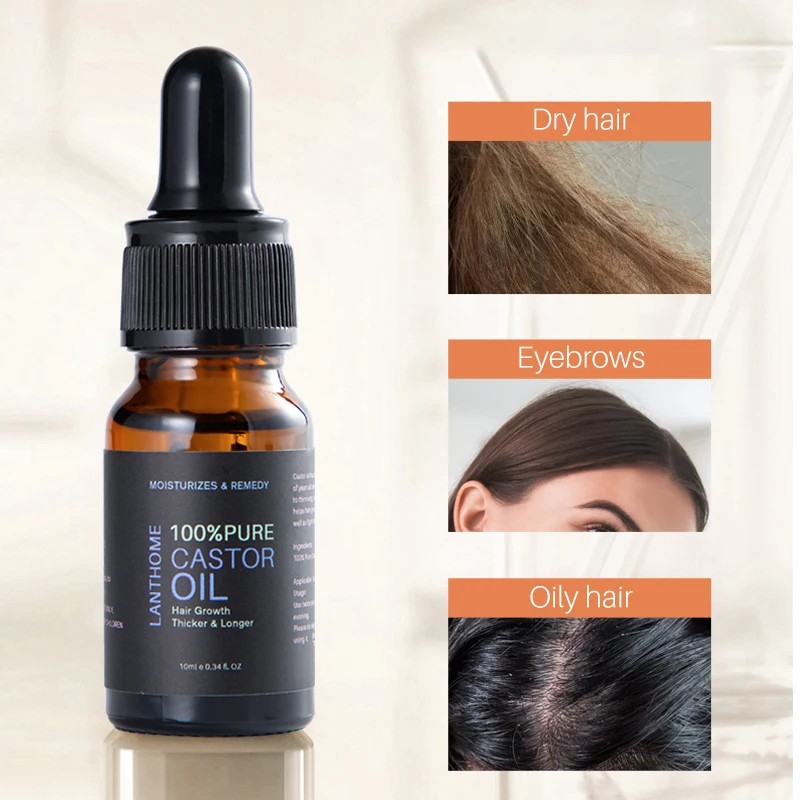 10ml Pure Organic Black Castor Oil for Hair Growth Eyebrow