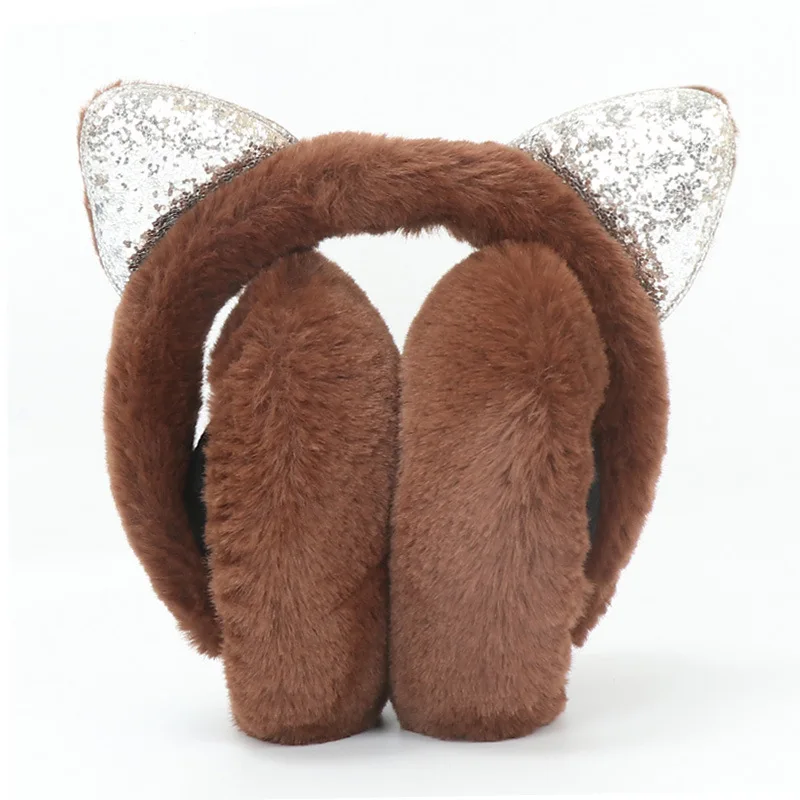 Wholesale Custom Tiktok Hot Sale Cute Cat Ear Muffs Winter Ear Warmers Solid Soft Plush Winter Fur Earmuff