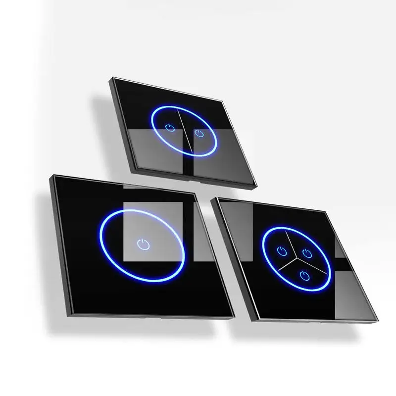 EU/UK Standard Glass Panel Tuya Smart WiFi  1/2/3 Gang Wall Light Alexa Remote Control Smart Touch Switch