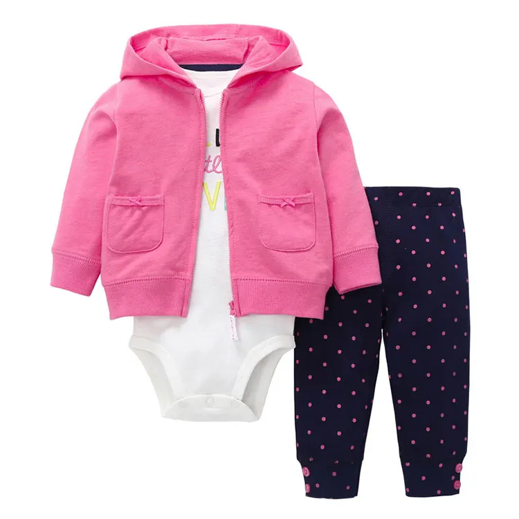 
Wholesale newborn 3 pcs set winter infant romper clothing 100% cotton baby suits clothes 