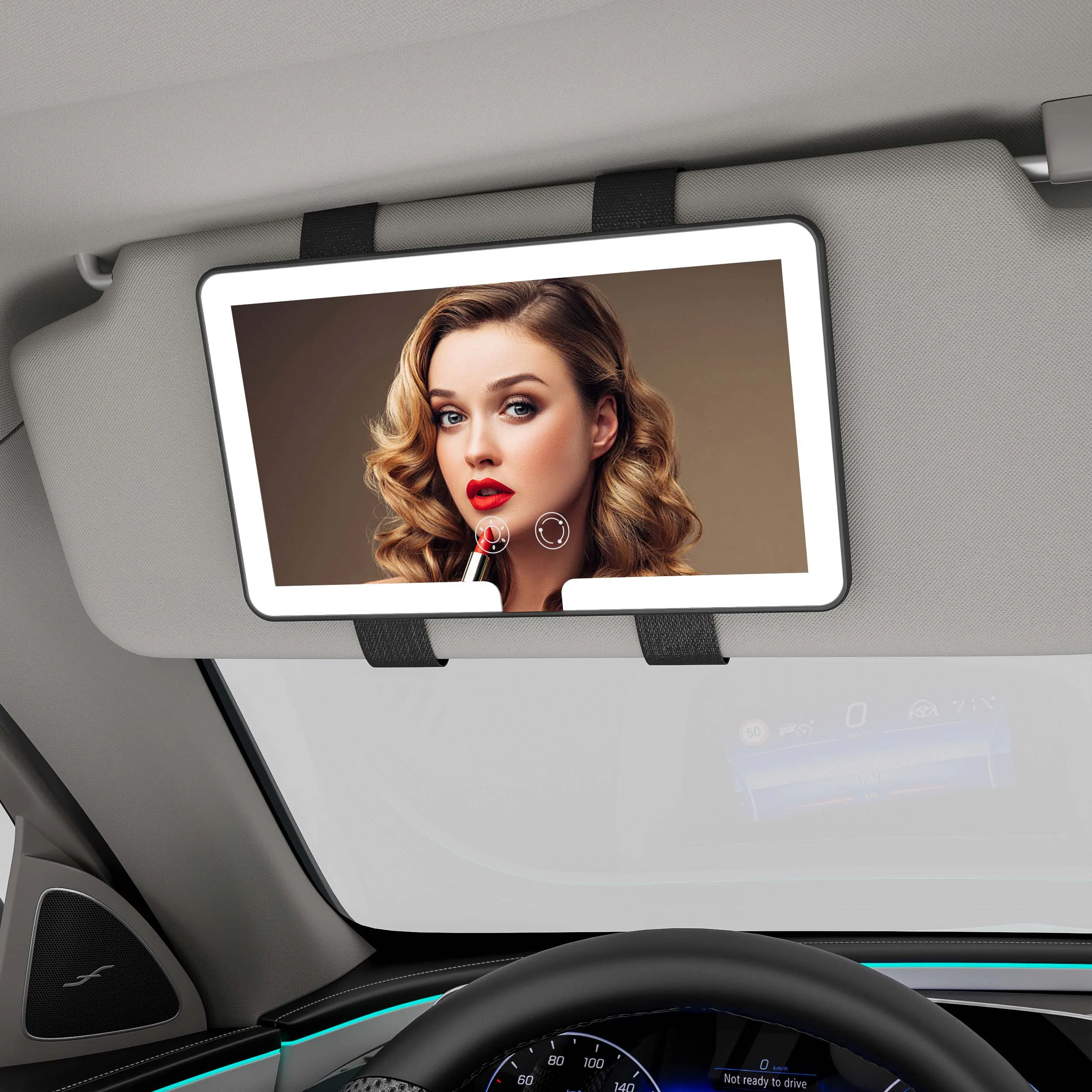 Portable Make Up Side Travel Rechargeable Cosmetic Travel Makeup Car Sun Vanity Visor Mirror With Led Lights