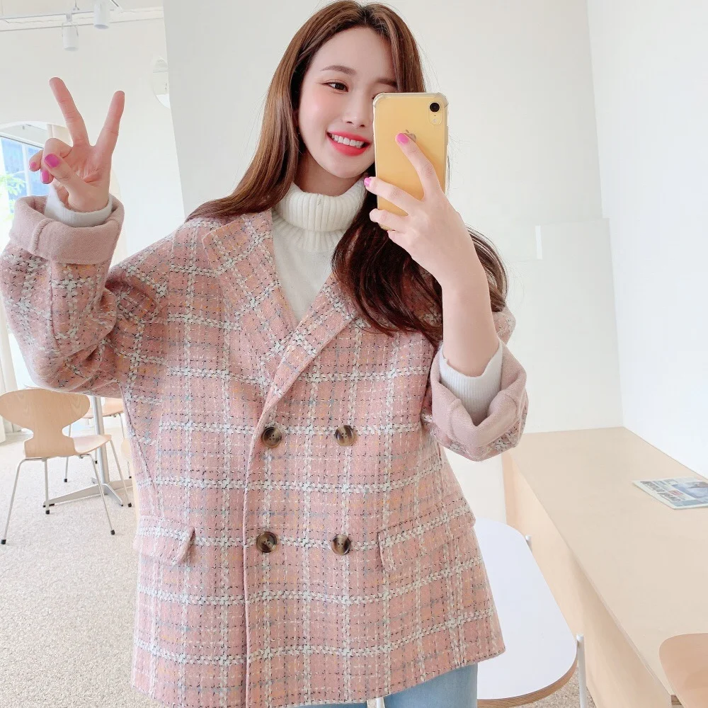 Fashion Design Cashmere Wool Double-sided Hooded Lapel Coat H-type Loose Jacket Women Grey Winter Coat