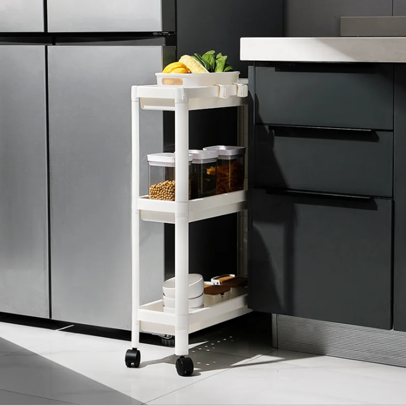  Bedroom shelf bathroom toilet layered plastic trolley dormitory bedside floor- standing gap with