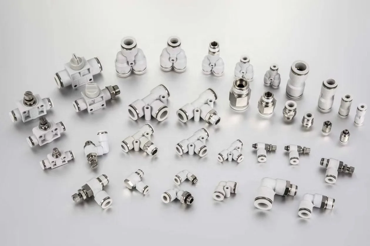 PGJ series plastic and Nickel brass Reduced Direct Way Pipe tube Fitting