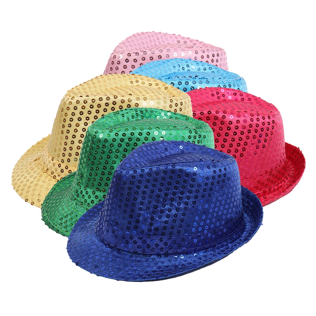 Goollywood Stock Bright Flashing Sequins Fedora Hat for Halloween Christmas Party Cosplay Costume Hats Caps