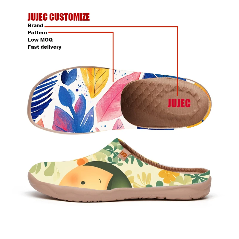 Customize Mules for Women Shoes Slip on Sneakers Flats Lightweight Breathable Walking Shoes Barefoot Wide Toe Box Zero Drop Sole
