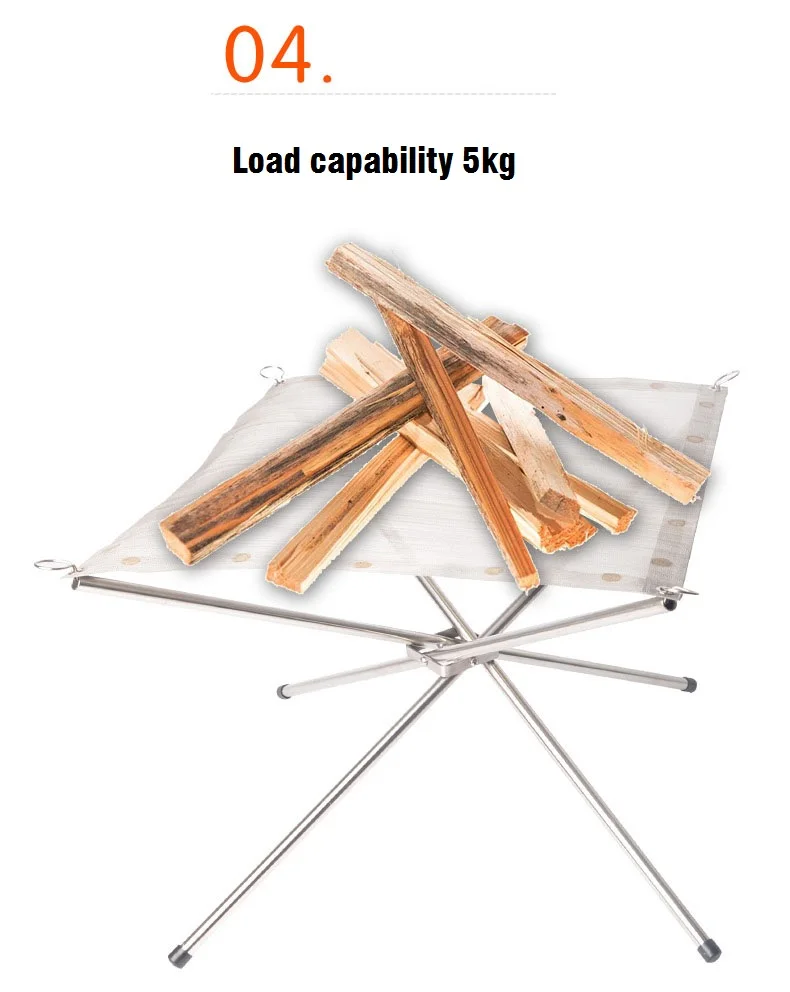 Camping Firewood Stove Bracket Outdoor Portable Wood Fire Holder Folding Stainless Steel Camp for outdoor cooking