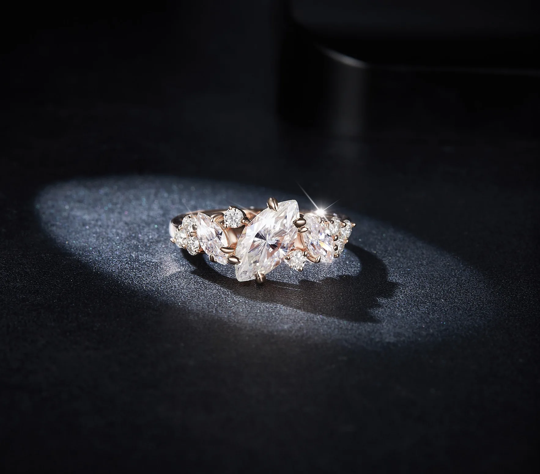 Women Rings Factory Price Customized 925s Sterling Silver 18K Rose Gold Plated Marquise Moissanite Ring