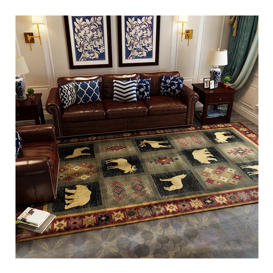 Decorative European Vintage Style Classy Polyester 3d Printed Carpet Antislip Luxury Floor Rugs for  Living Room