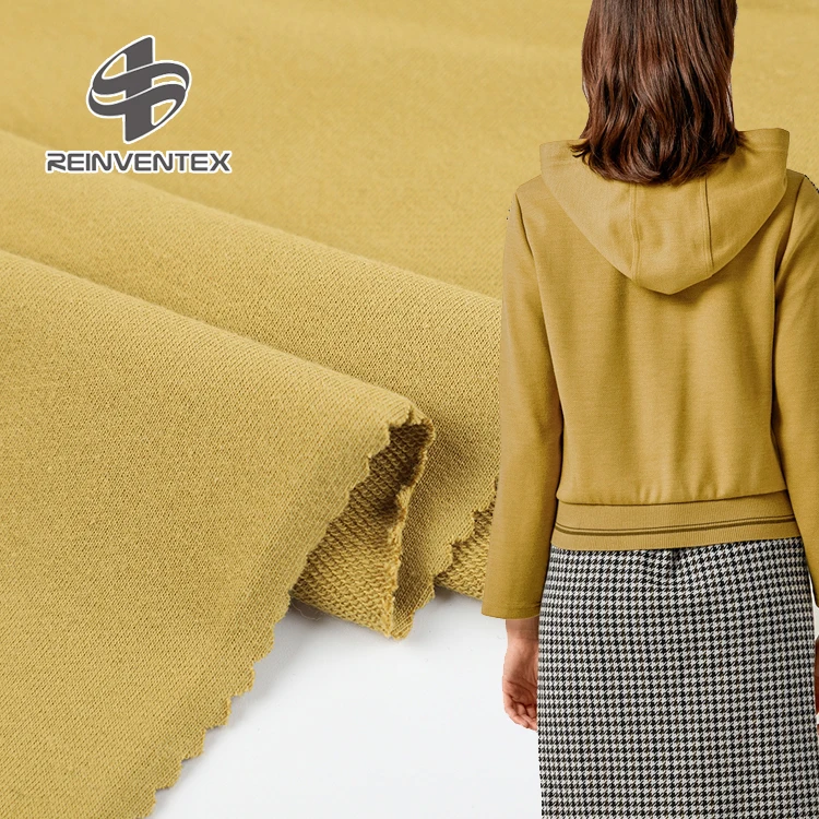 3116-A Popular 32S soft plain french terry knitted stretch 95 cotton 5 spandex fabric for tops