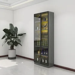 Современный большой шкаф для хранения, деревянный светодиодный светильник, угловой шкаф для вина, боковой шкаф