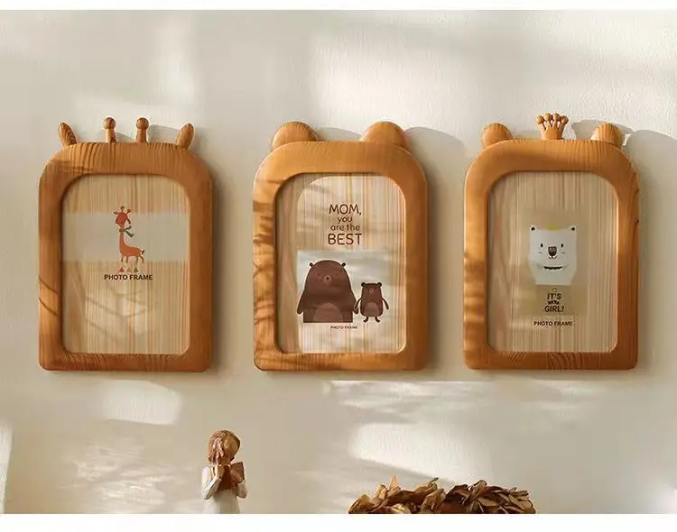 Dongjin fashional cute bear style customized size 4*6 6*8 PS picture frame plastic kid baby photo frame as gift girl and boy