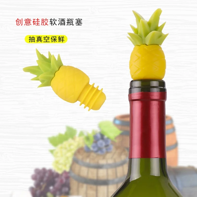 Creative colorful fruits shape ecxcellent quality silicone red wine stopper