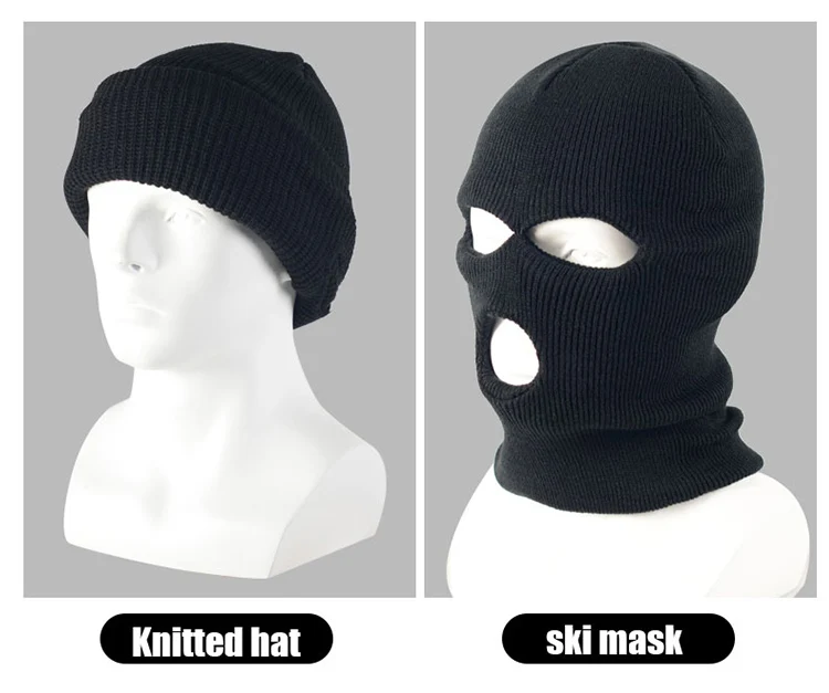 Fashion Knitted Ski Winter Mask Balaclava Three Hole SkiMask 3 Hole Cotton Warm Face Cover Winter Hat For Man