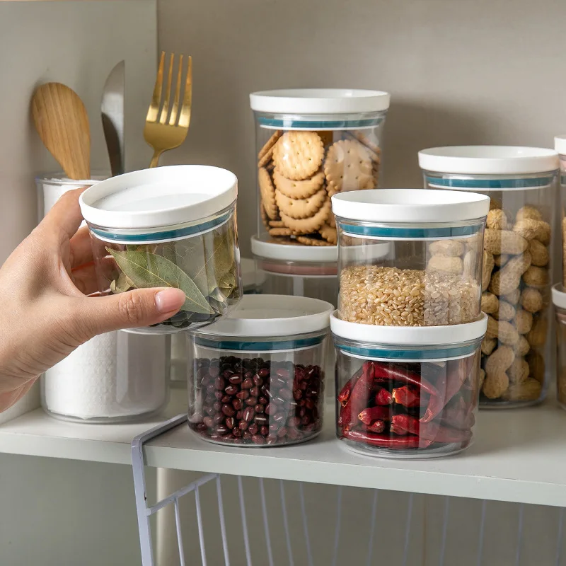 Hot Stackable Grain Storage Jars Kitchen Covered Plastic Sealed Jars Food Storage Fresh Boxes