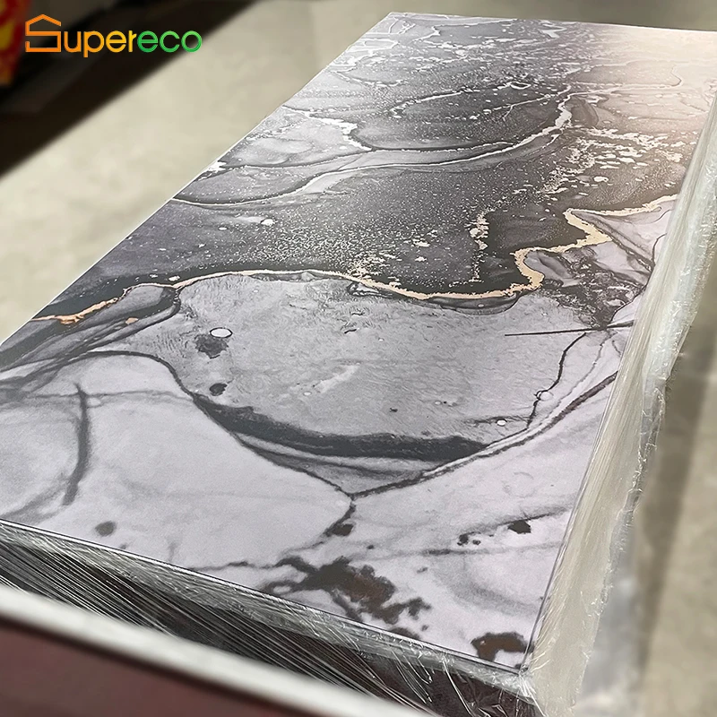Length Customized 4x8 Decorative Stone High Gloss UV Board PVC Marble Sheet For Indoor Wall Use