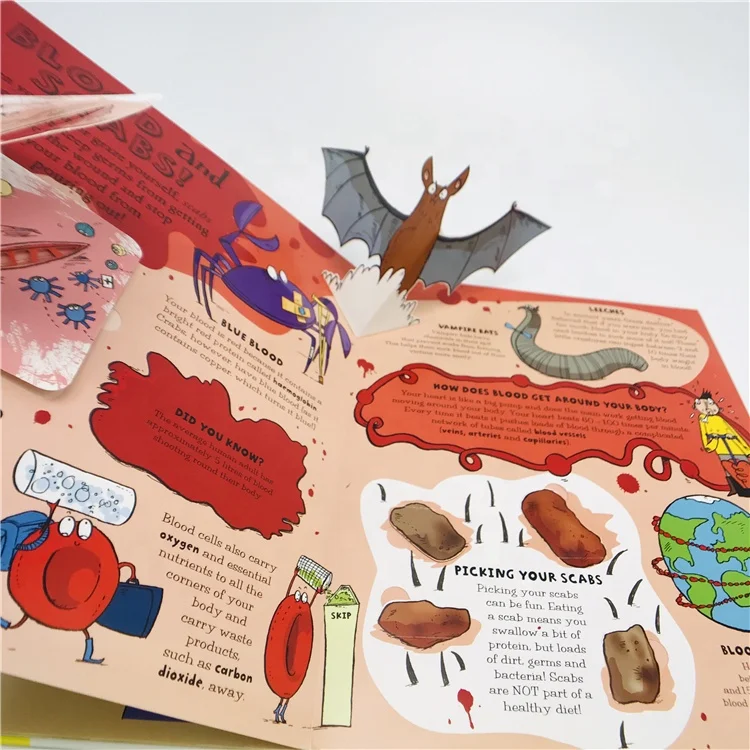Hot sale customized size hard cover 3d children pop-up board book printing service