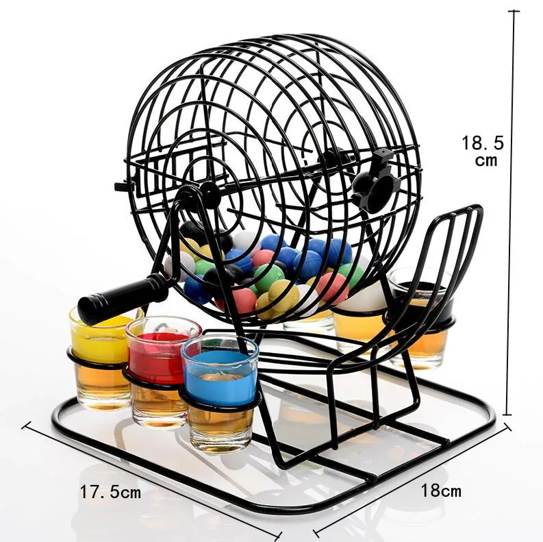 6 Different Color Shot Glasses 6 Color Balls Metal Cage Drunk Drinking Bingo Game Set for Adult Fun Beer Drinking Game Party