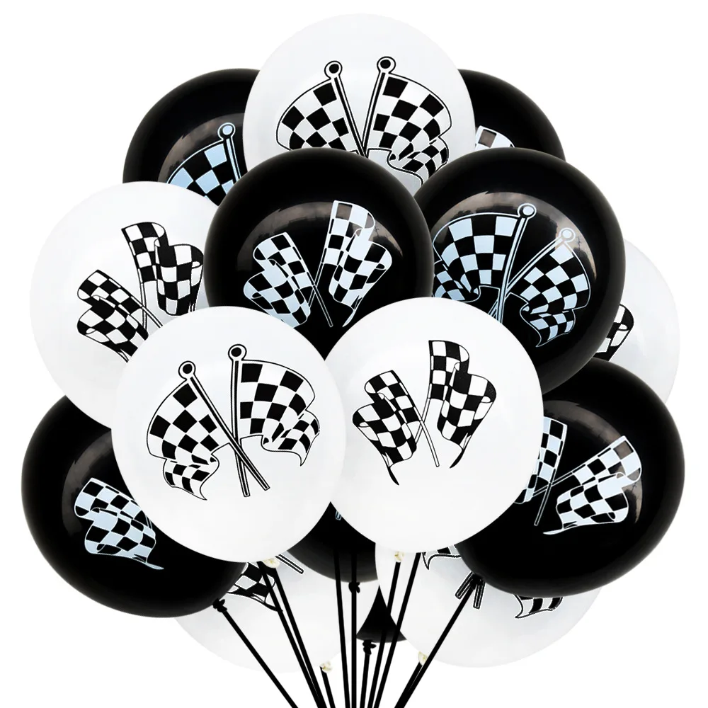 12nch Racing Flags Latex Balloon Checkered Balloons Car Race Line Toys For Kids Party Balloon Home Decoration