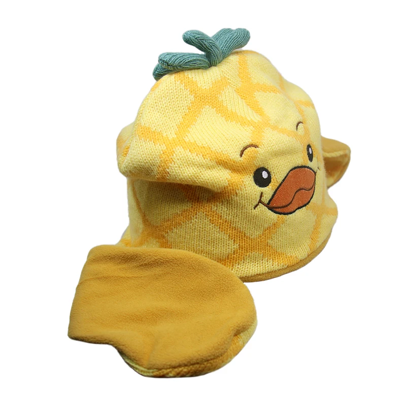 Custom Jacquard Winter Knitted Hat,Wholesale Cute Embroidery Cartoon Chicken Face Beanie Hat Skull Cap