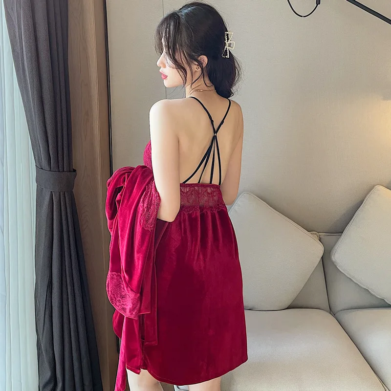 AMAZON shopify womens sleepwear sets two piece casual wear clothing set lace sling nightgown