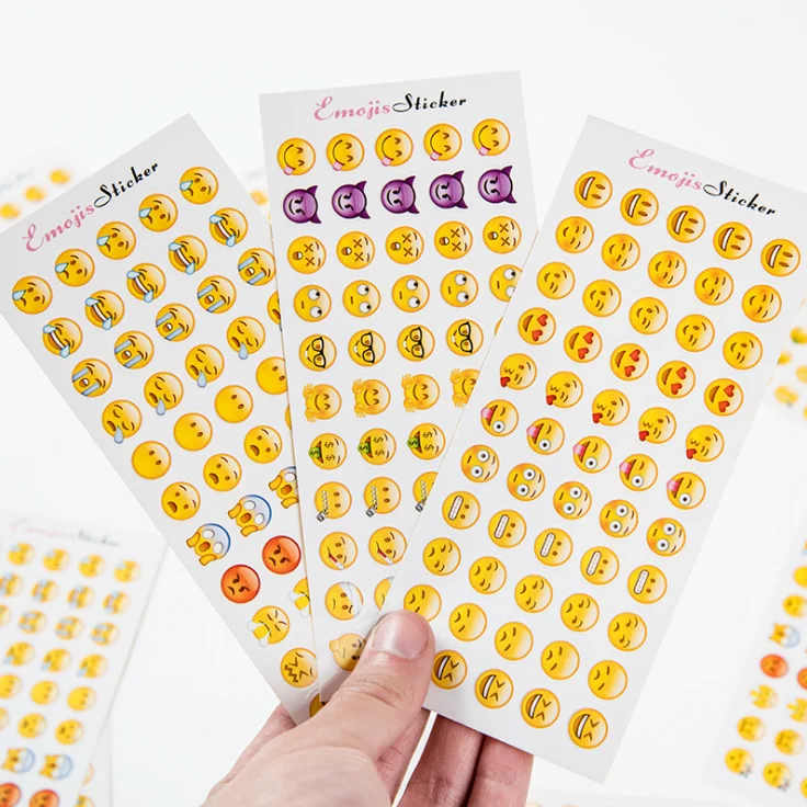 Прозрачные печатные эмотиконы, 12 шт. в одной упаковке, рекламные книги для детей, наклейки-эмотиконы с улыбкой