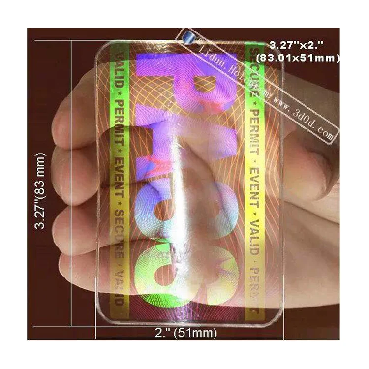 Security hologram self laminating id card label with UV printing